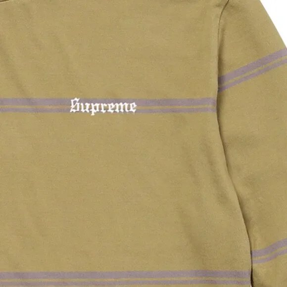 NWT SUPREME STRIPED L/S TOP T-SHIRTS OLIVE L